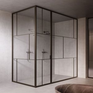 Porta scorrevole di design moderno in vetro per box doccia