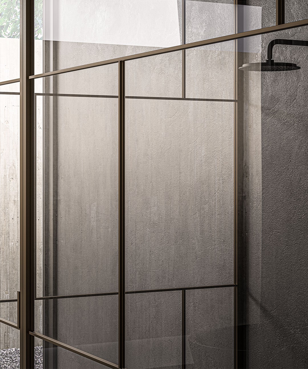 Porta a battente di design moderno in vetro per box doccia